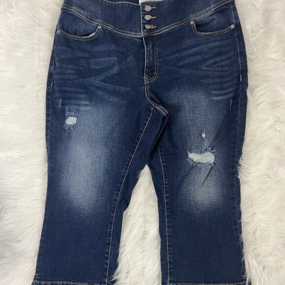 Lane Bryant NWT Denim Capri Jegging Pants Women Plus Size 16 High Rise Dark Wash - Picture 1 of 7